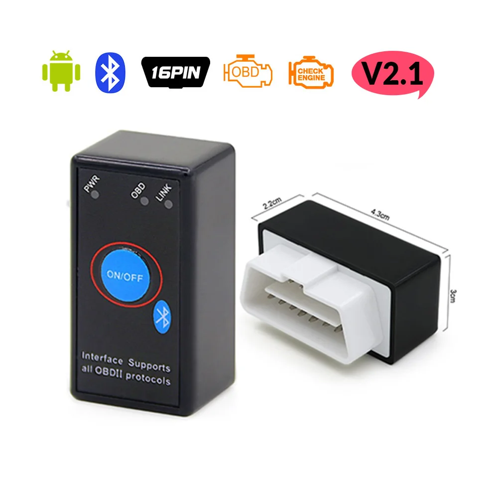 elm327 bluetooth ELM327 V2.1 Bluetooth OBDII автоматический сканер ELM 327 Bluetooth v 2,1 OBD2 для Android Поддержка крутящего момента 12 в автомобильный OBD диагностический инструмент - Цвет: elm327 bluetooth