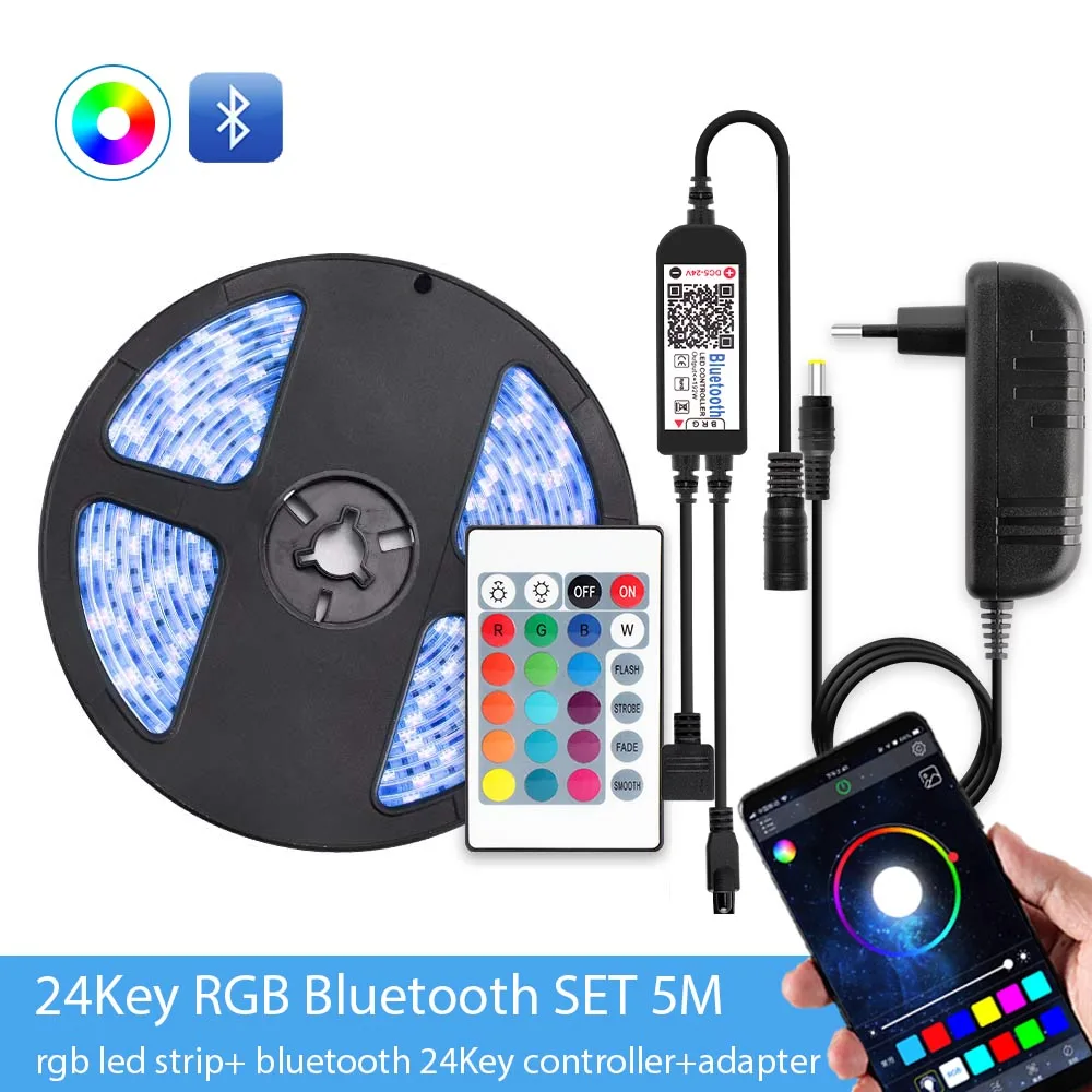 12 В постоянного тока светодиодный RGB/RGBW/RGBWW Мини wifi светодиодный RGB RGBW контроллер Magic Home 5050 RGB лента гибкая лента Smart APP Беспроводная - Испускаемый цвет: 24Key RGB Bluetooth