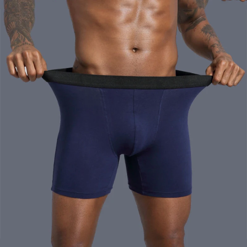 4 Pcs/Lot European And American New Men Underwear High Quality Pure Cotton Pure Color Sports Long Large Size Men's Boxer Briefs