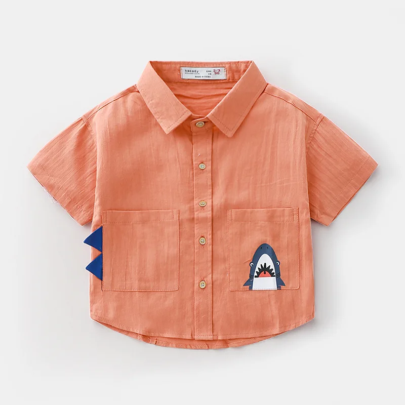 Summer Boys' Shirt Short Sleeve Children's Top Cartoon Cotton Toddler Boy Baby Blouse Girl | Мать и ребенок