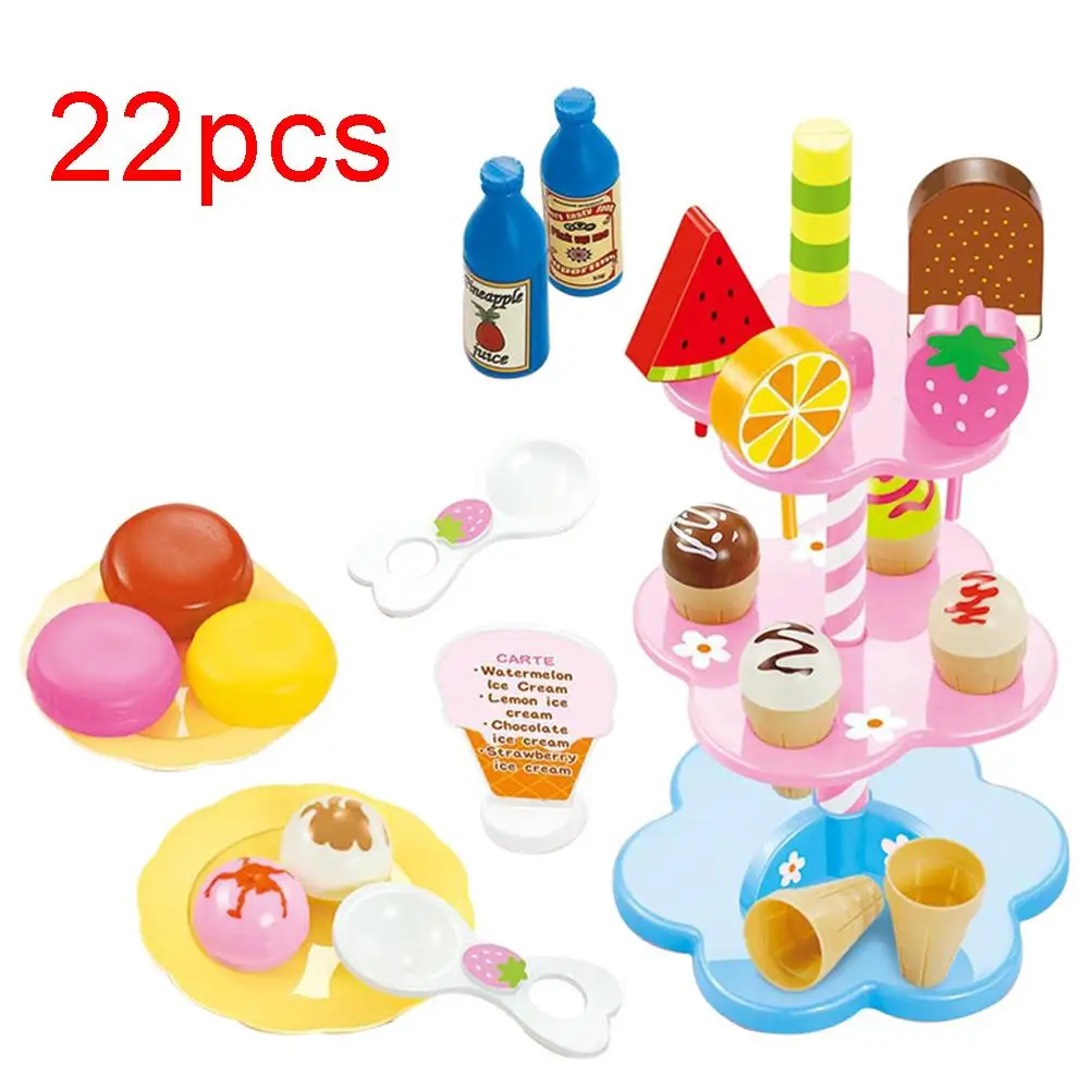 

22Pcs/Set Simulation DIY Ice Cream Cupcake Stand Pretend Play Kids Toy Gift