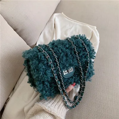 Новая высококачественная маленькая квадратная сумка из овечьей шерсти женская