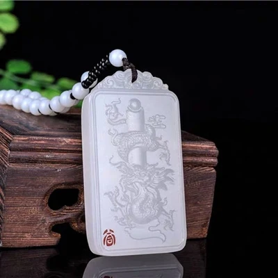 

Ювелирные изделия Zheru, ожерелье из натурального нефрита с кулоном в виде белого дракона, изысканные ювелирные изделия, лучший подарок