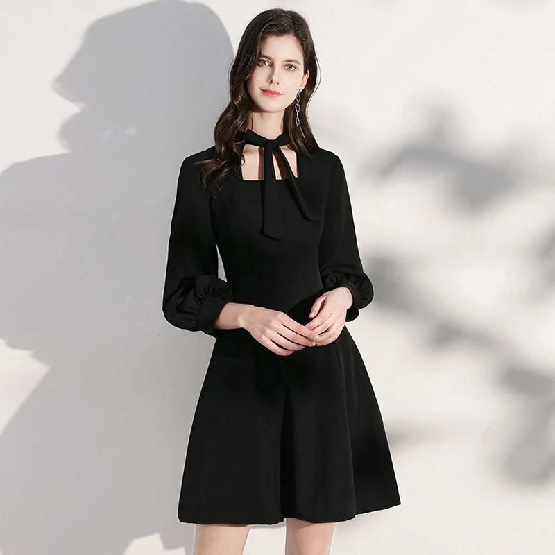 

2020 Fashion U Neck short dress A-line Full Sleeve Cocktail Dress Homecoming Dresses Vestido Coctel Corto
