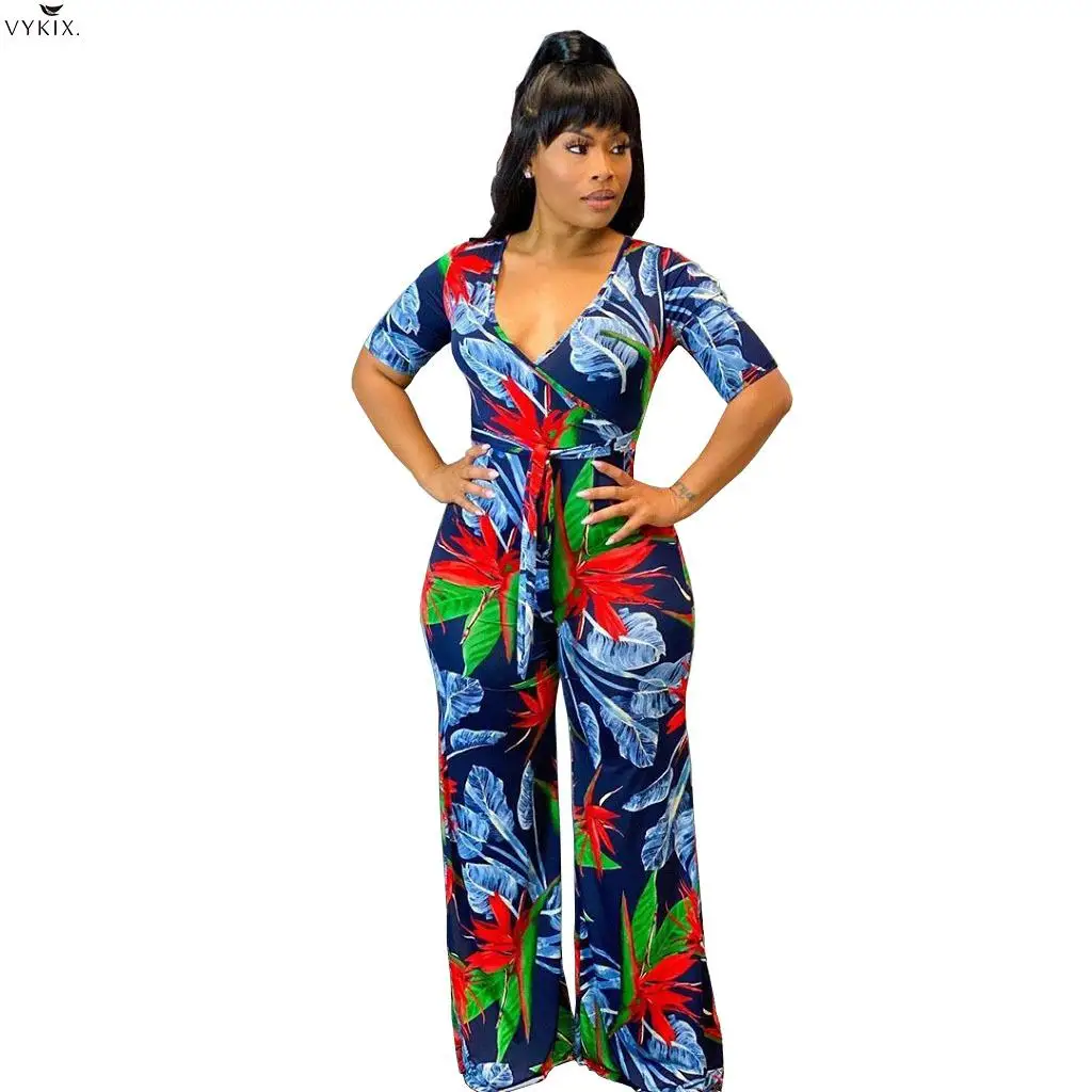 

Женский комбинезон с коротким рукавом, пляжный комбинезон с V-образным вырезом, высокой талией и поясом, Клубная одежда, лето, праздничный пл...