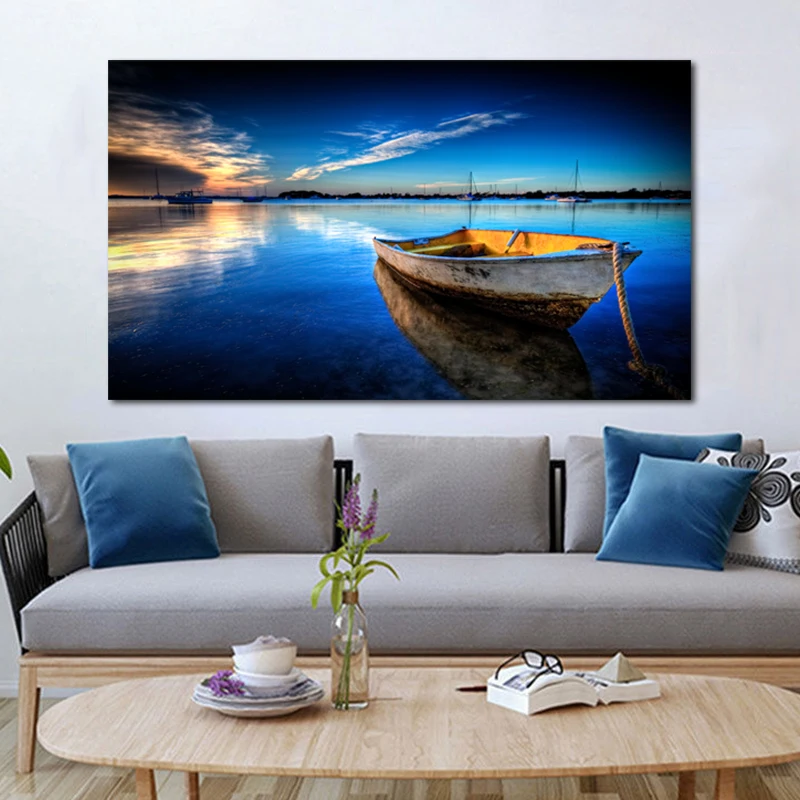 

Boat Ship On The Sea Canvas Painting Landscape Pictures Scenery Posters And Prints Wall Art For Living Room Modern Home Decor