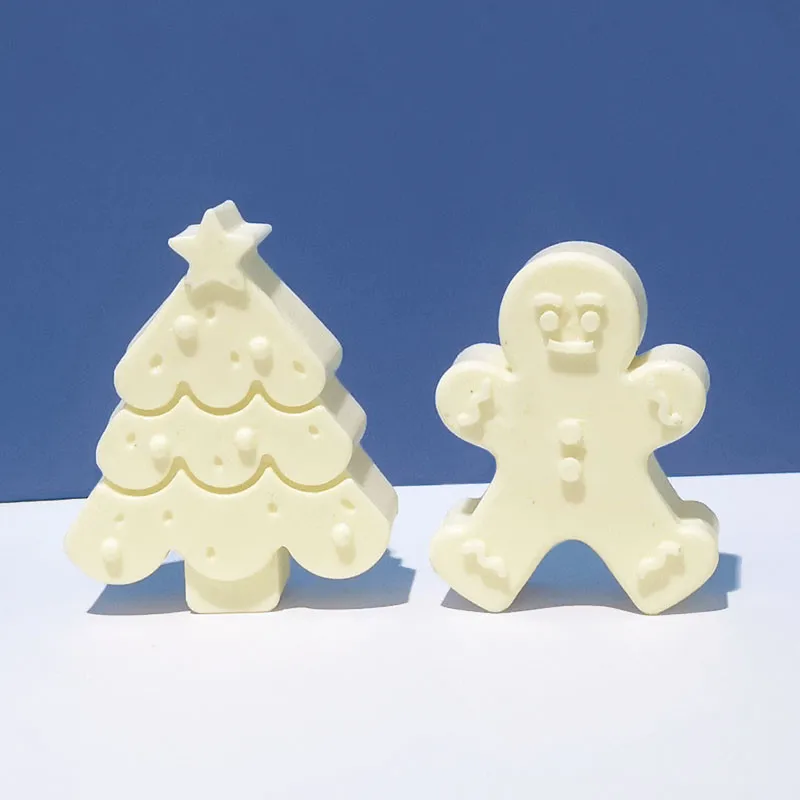 

3D Christmas Tree Aromatherapy Gypsum Candle Molds Gingerbread Man Handmade Candle Baking Tools Silicone Mold For Chocolate