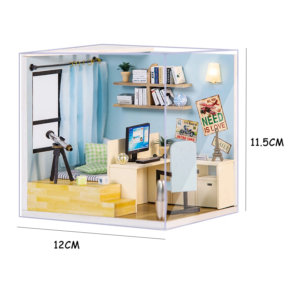 

DIY Handmade Assembly Model Miniature Building Blocks Wooden Crafts 3D Doll Small House Children Birthday Gift Toys
