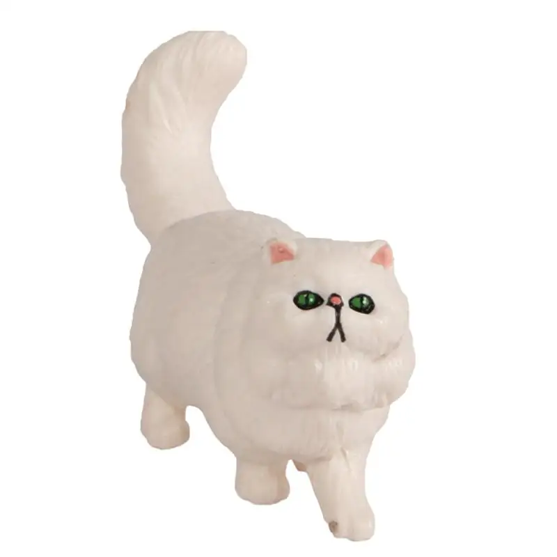 Animal Modelo de gato estatuilla adorno ornamento de la casa de decoraci&oacute;n casa adorno para paisaje casero (blanco)-0