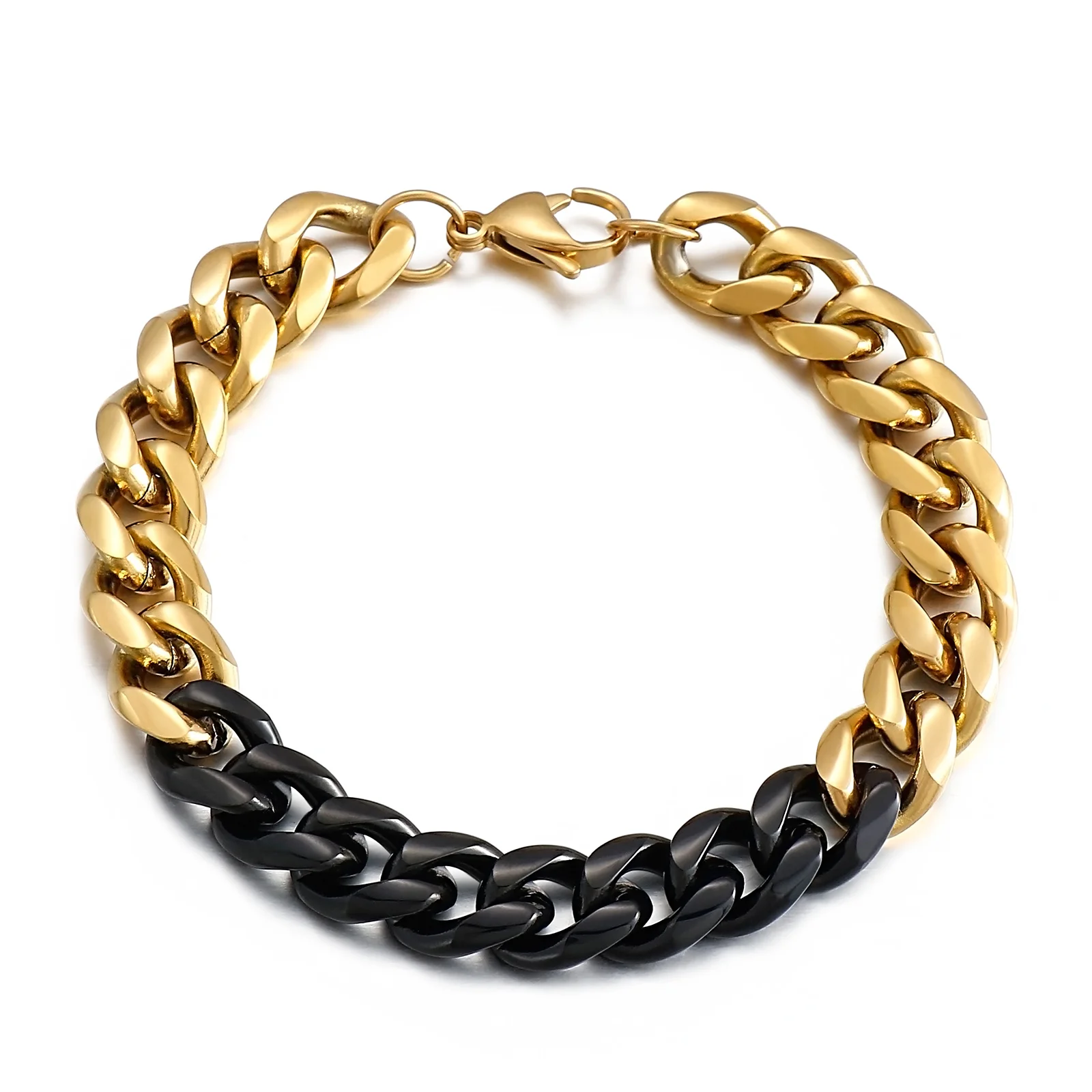 

Color matching bracelet men's stainless steel accessories men's bracelet Cuban chain bracelet retro charm simple bracelet hip ho