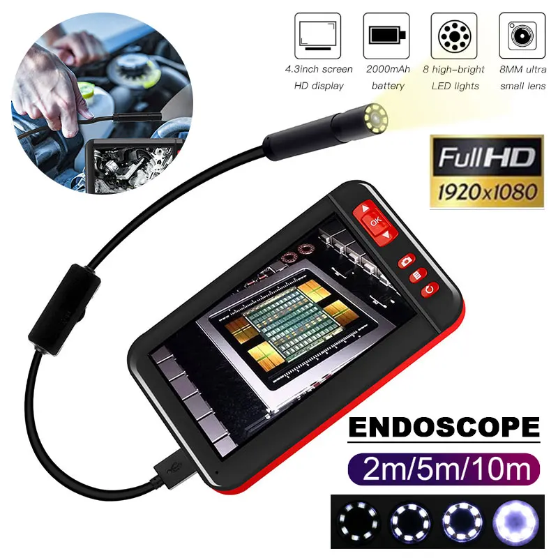 

Visual Endoscope 4.3 Inch Ear Cleaning Tool Microscope Photos Endoscope Portable 1080p Inspection Camera Real-Time Video
