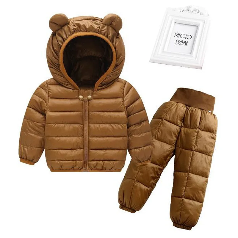 Baby Winter Coats Down Cotton Coat pants unisex Jacket kids Clothes Hooded infant For Boys And Girls |