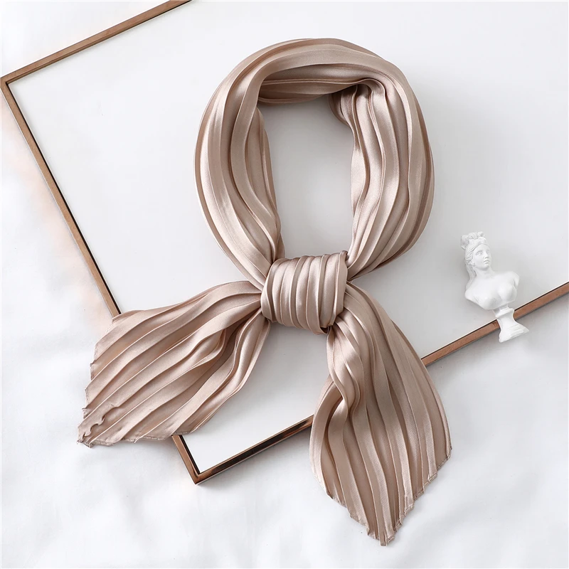

Solid Silk Scarf Crinkle Women Neck Scarves Hair Band Foulard Bandana Female Neckerchief Soft Pure Color Lady Headband Bag Tie