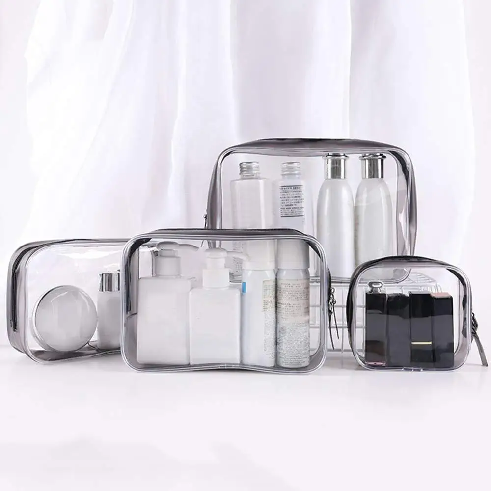 

4 Pack PVC Cosmetic Bag Transparent Storage Bag Travel Storage Bag Skin Care Bathroom Wash Bag Lazy Convenient Wash Bag
