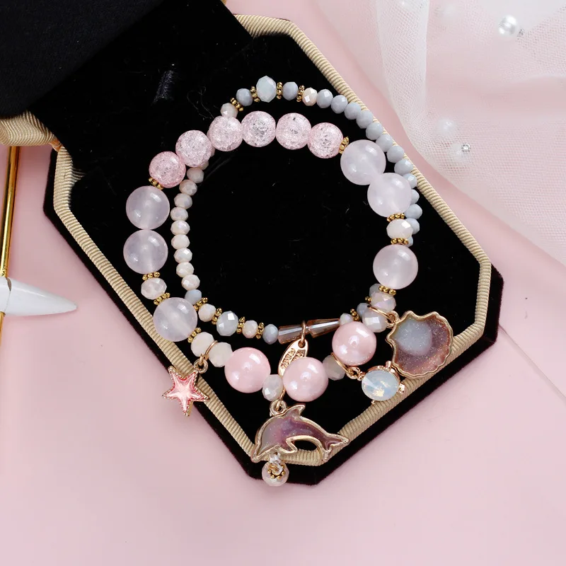 

Korean version of the simple crystal pendant bracelet sisters bracelets personality bracelet female Mori girlfriends hand ring