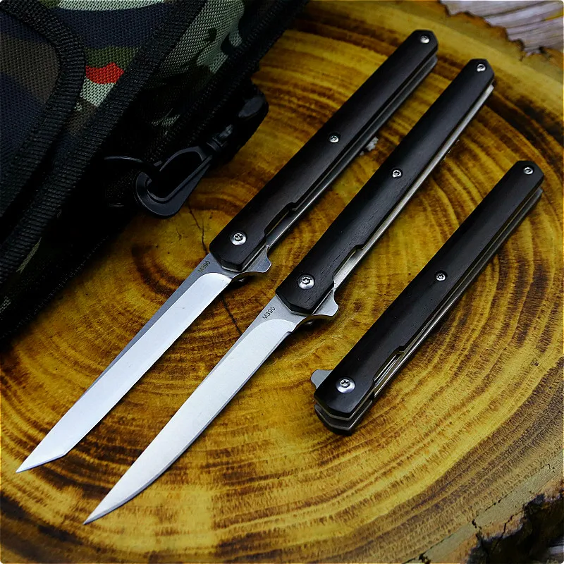 Складной нож с ручкой из черного дерева легкий портативный складной