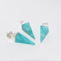 gem stone charm pendant jewelry making 2020 cap 4 face rhombus stripe green turquoises point pendant for women jewelry making