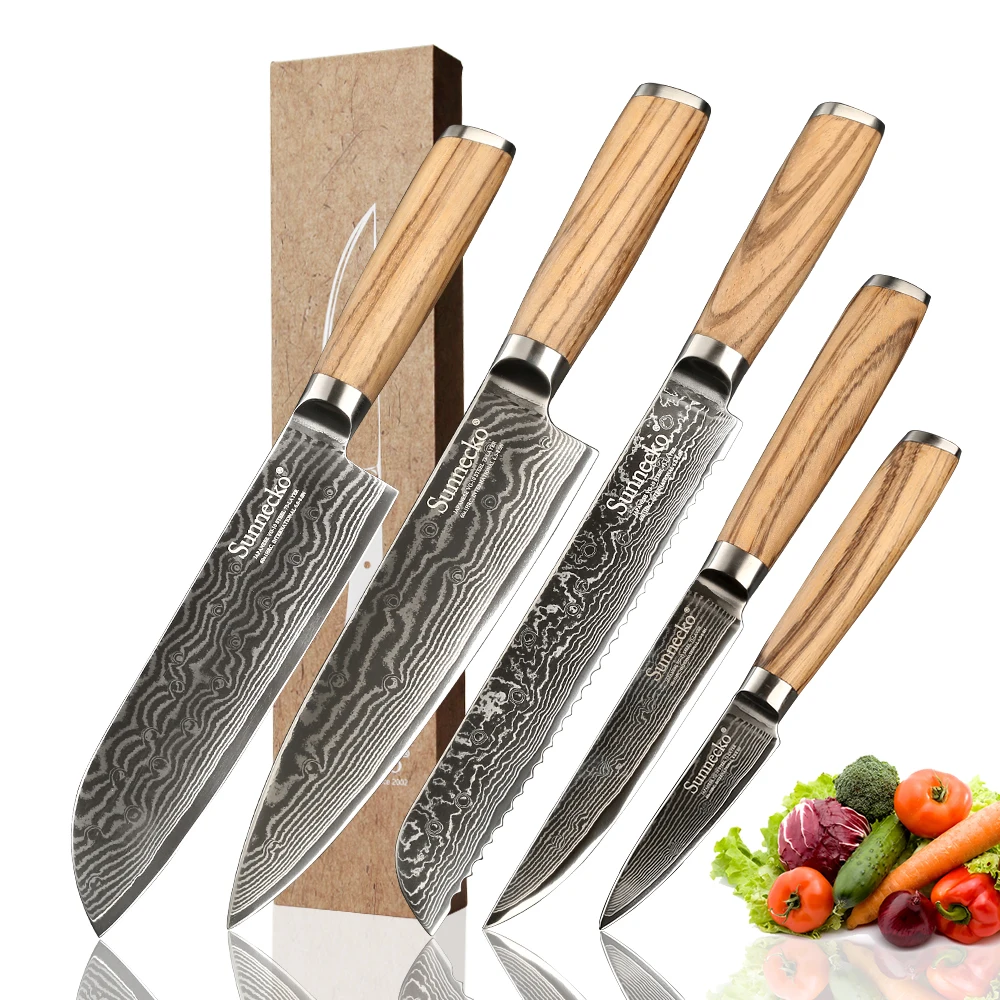 SUNNECKO 5 шт. набор кухонных ножей принадлежности для шеф повара Santoku нож очистки