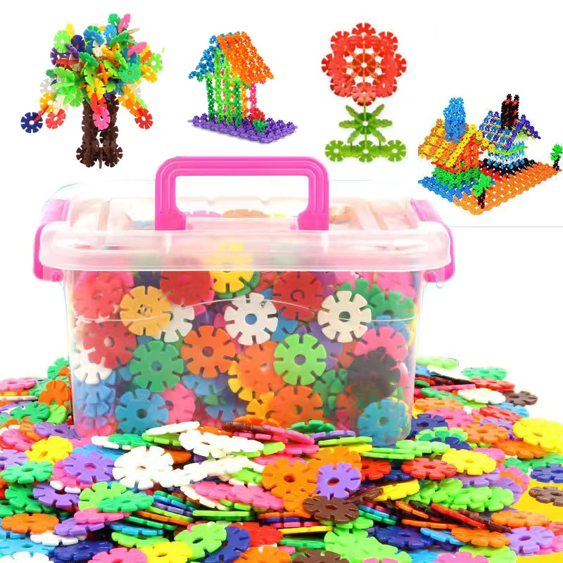 

3D Puzzle Jigsaw Plastic Snowflake Building Interconnecting Blocks Building Kindergarten Construction kids brain Baby Game toy