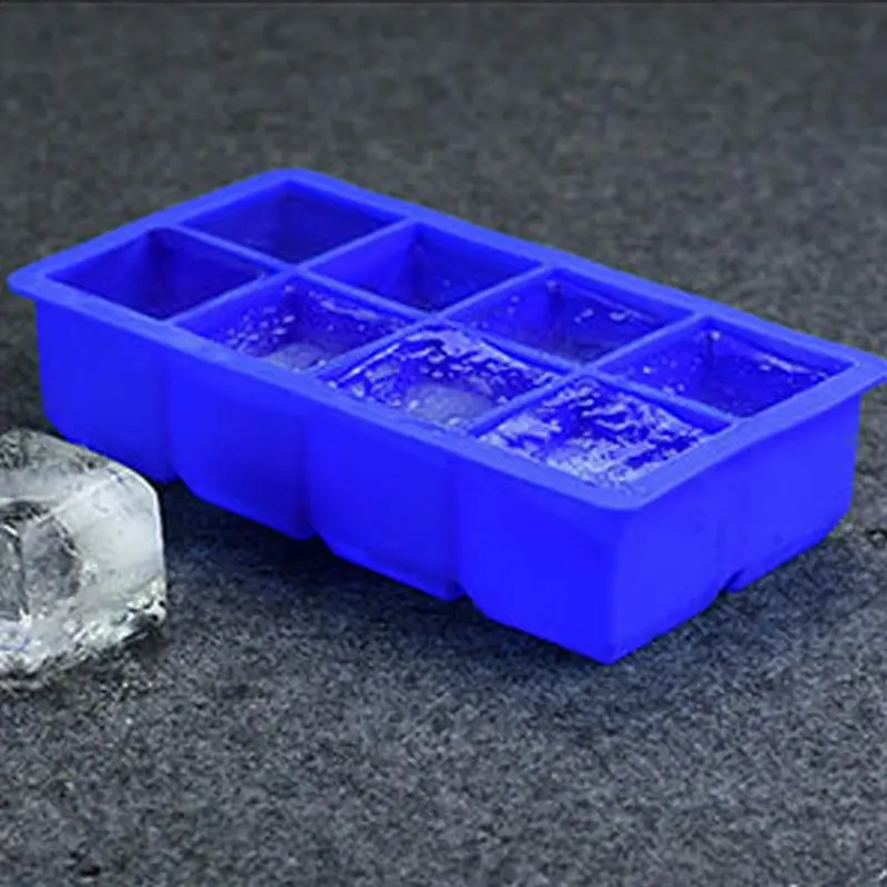 

High Quality Large Square Ice Tray Ice Cube 8 Grids 1PC Hot Sale Ice Maker Ice Mold Kitchen Tools Popular Silicone DIY
