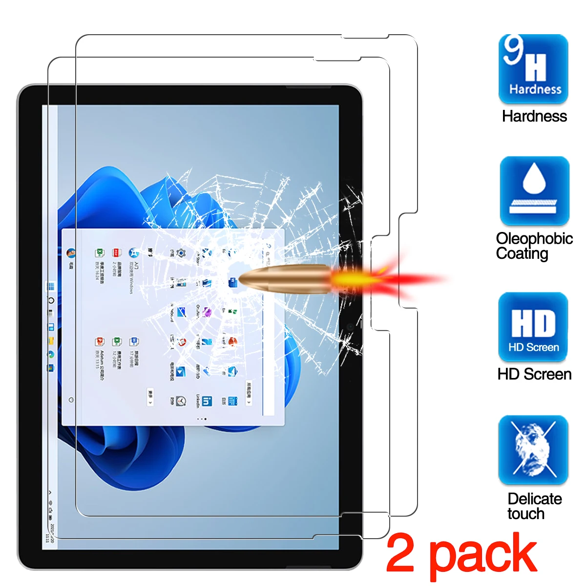 

2 Pack Tempered Glass For Microsoft Surface Pro 8 7 6 5 4 X Go 2 Go 3 Protective Film Screen Protector For Pro7 ProX Pro6 Pro8