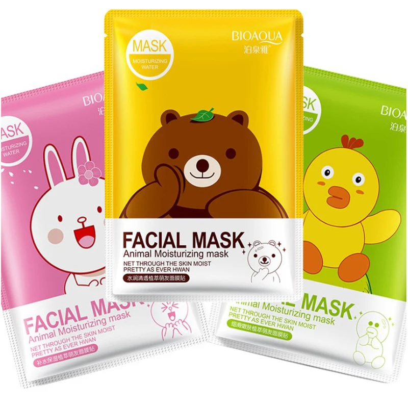 Увлажняющая маска для лица BIOAQUA с мультяшными животными лист свежий против акне
