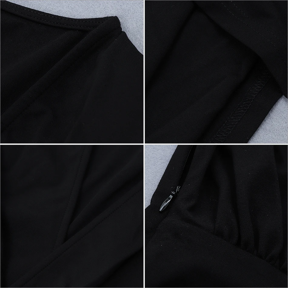 

2020 Women Spring New Elegant Black V-Neck Long Sleeve Midi Bodycon Dress Autumn Sexy Celebrity Party Nightclub Stretch Vestidos