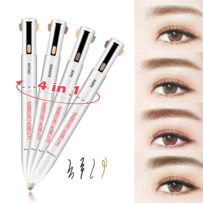 

4 In 1 Eyebrow Pencil Waterproof Eyebrow Long Lasting Easy To Wear Eye Brow Pen Beauty Makeup Cosmetic Tool