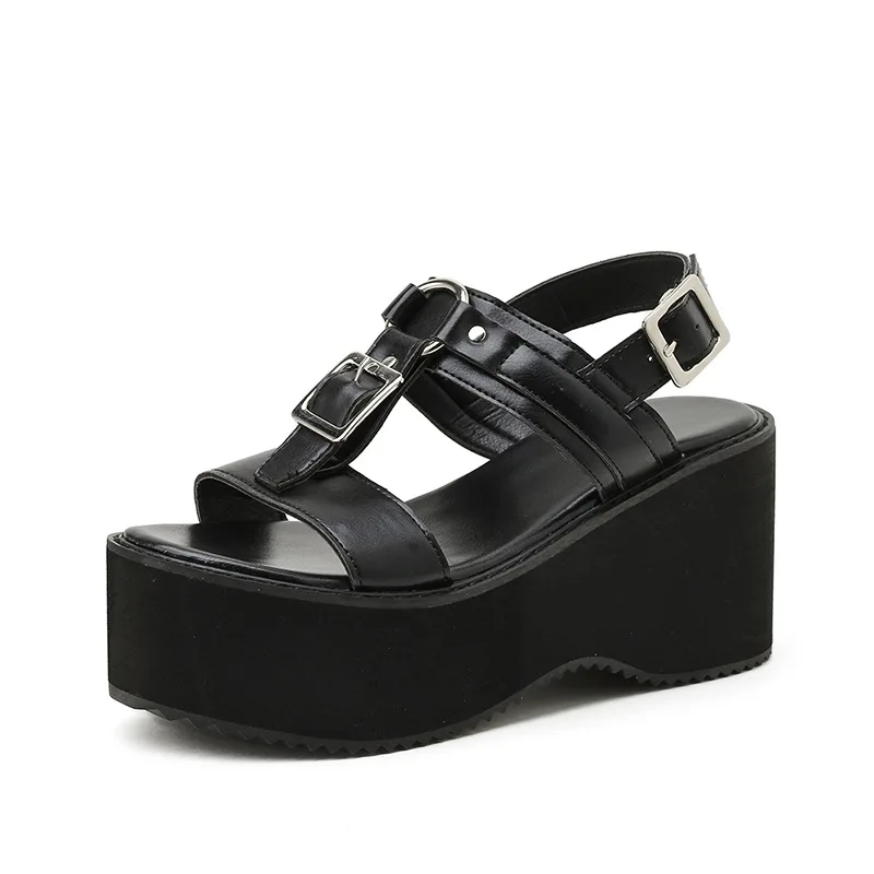 

Spring Shoes Clogs With Heel Female Sandal Muffins shoe Open Toe 2021 Women's Thick Girls Flat High Beige Low Peep Comfort New R