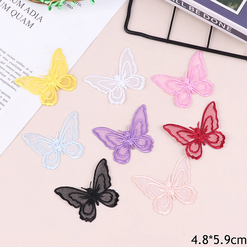 Вышитые Кружевные нашивки в виде бабочек для одежды свадебные декоративные