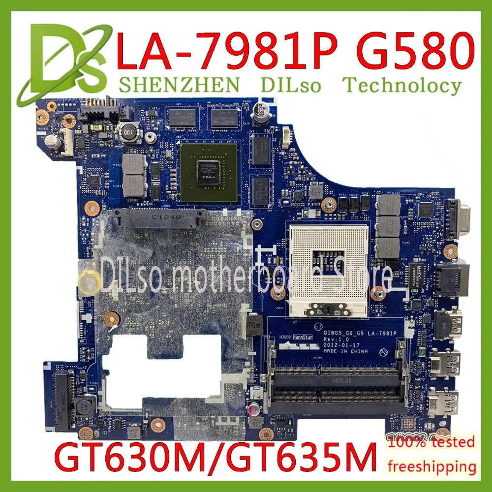 KEFU LA 7981P материнская плата для Lenovo G580 ноутбука QIWG5_G6_G9 REV: 1 0 PGA989 HM76 DDR3 GT630M/GT635M
