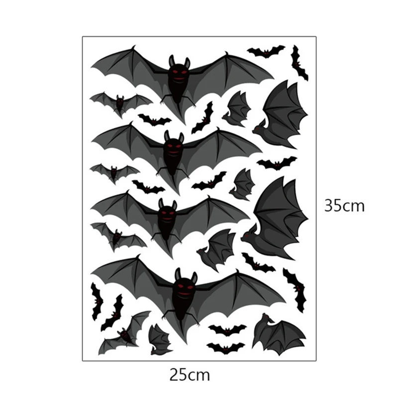 

4Pcs/set 25*35CM Halloween Decorations PVC Bat Spider Wall Stickers DIY Window Stickers Halloween Party Scary Decos Props