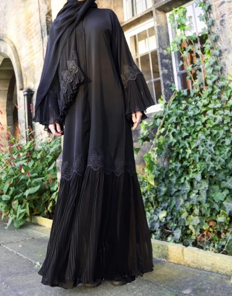 

Элегантное мусульманское Макси-платье с вышивкой, плиссированный кардиган «абайя», длинное платье-кимоно, платья Jubah, Ближний Восток, ИД Рам...
