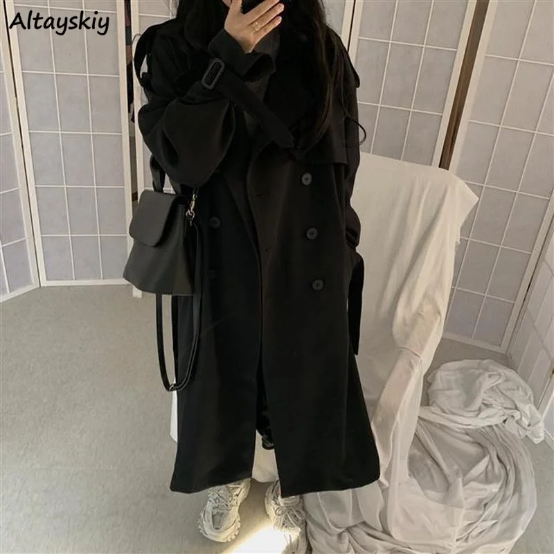 Тренч Женский в японском стиле Ulzzang однотонный универсальный топ уличная одежда