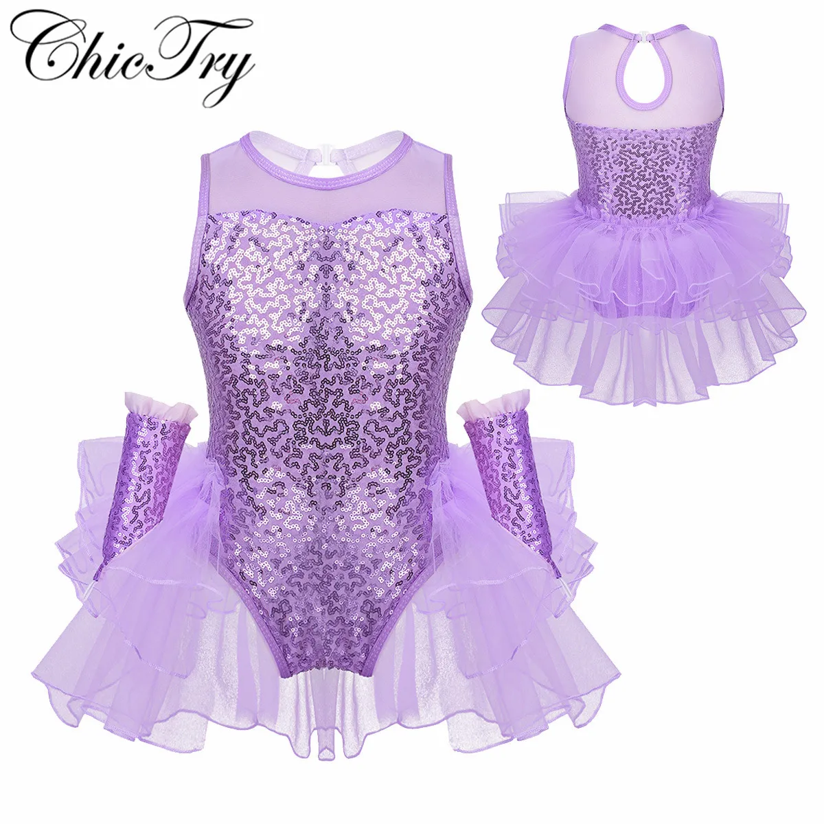 Детская одежда для девочек танцевальная с блестящими блестками Фигурное катание