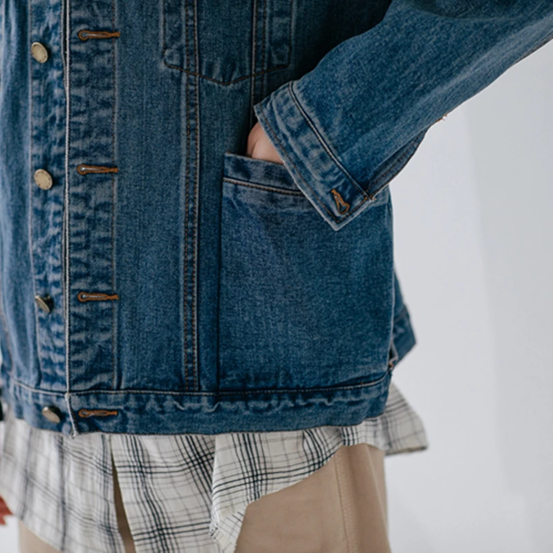 

Women's Denim Jacket Vintage Blue Classic Denim Coats 2021 Spring Fashion Oversized Washed Loose Jeans Coat Streetwear Female