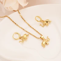unique african ethiopianecklace jewelry sets goldorigami elephant necklace earrins lucky pendant for animal lovers women kidgift