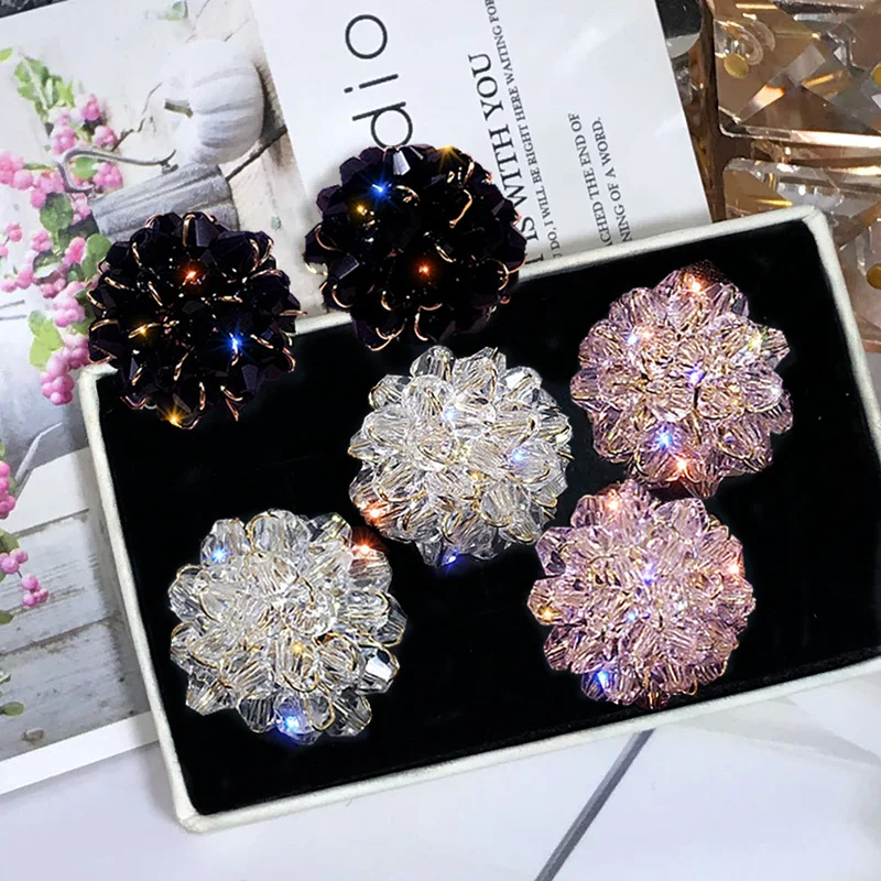 Женские корейские серьги гвоздики с блестящими кристаллами элегантные модные