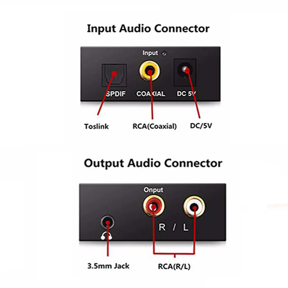 Цифро-аналоговый аудио конвертер оптический SPDIF коаксиальный к стерео L/R RCA 3,5 мм разъем выход аудио адаптер для HDTV DVD