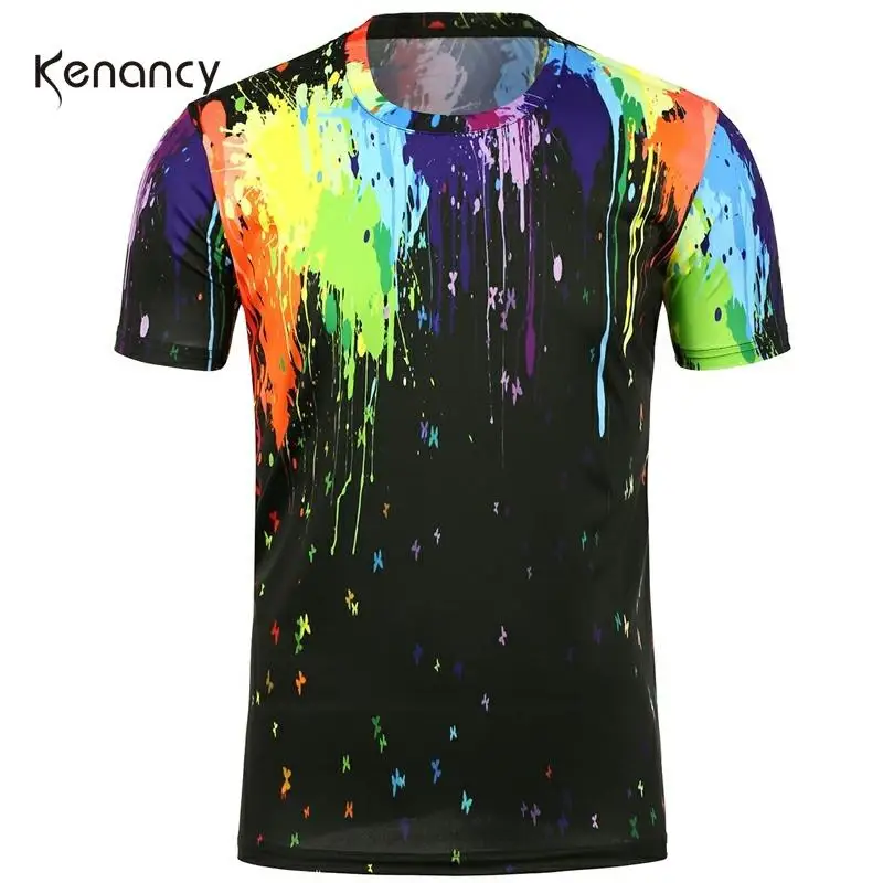 Hemiks унисекс 3D акварельные цветные футболки с принтом летние мужские топы круглым