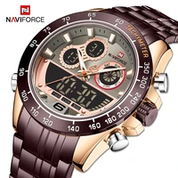 naviforce mens quartz watches stainless steel waterproof wristwatch men luminous multifunction business clock relogio masculino
