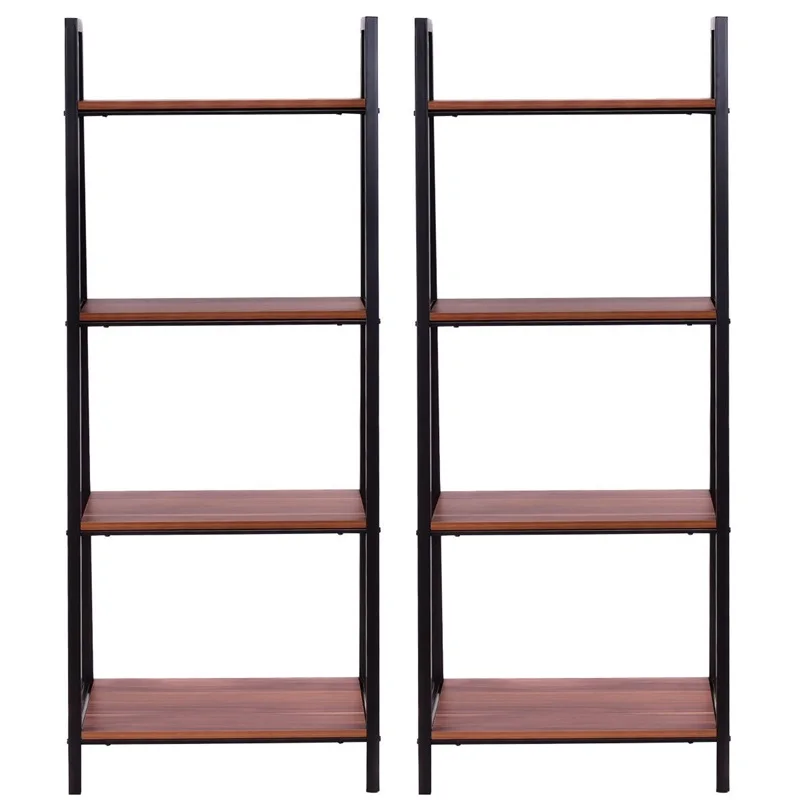 2 шт 4 уровневая современная лестница книжная полка стальная MDF книжные шкафы HW55458|