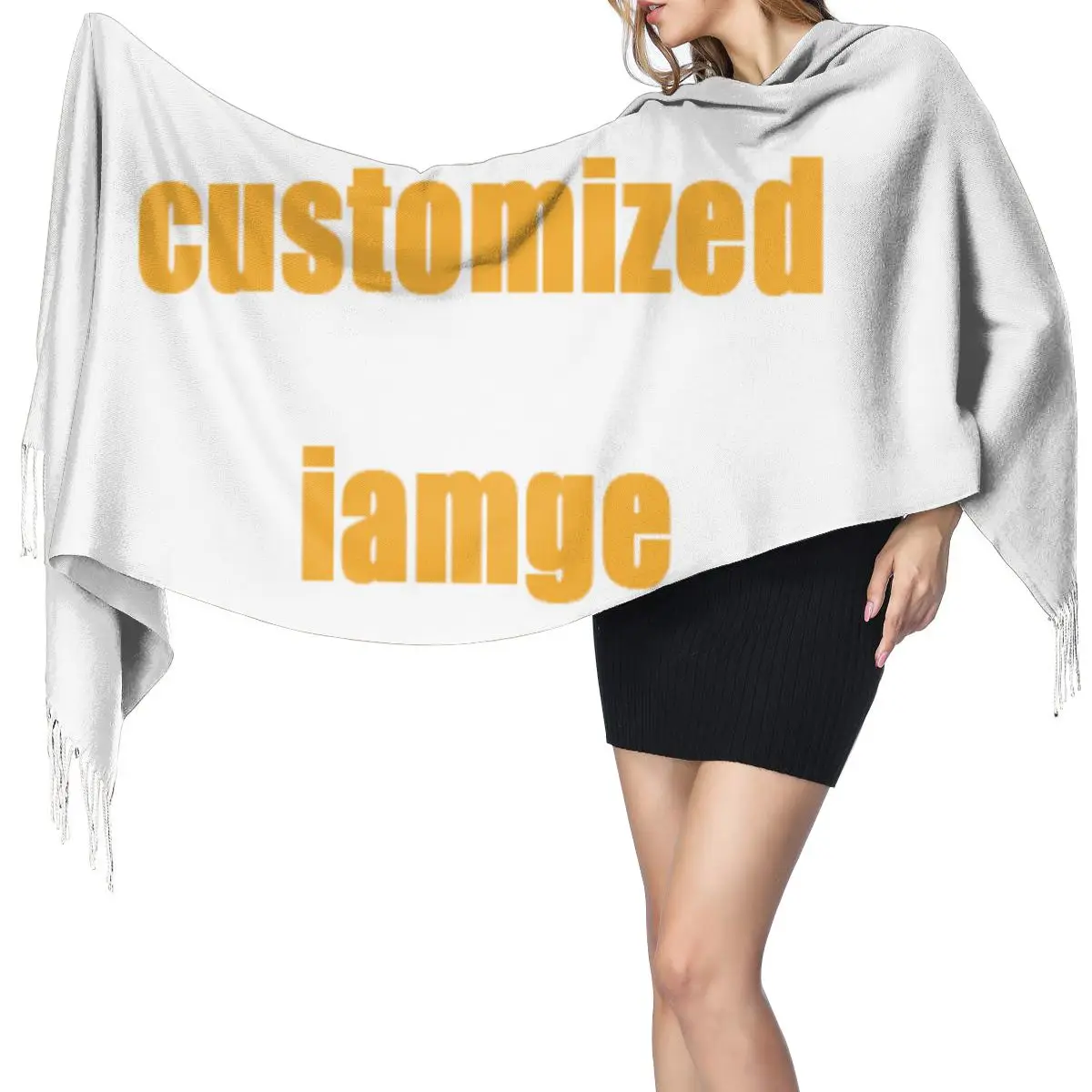 Женский кашемировый шарф с кисточкой на осень |