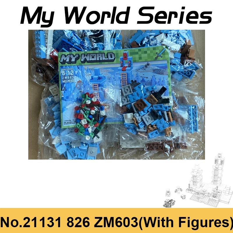Bloques de construcción de la torre de hielo para niños, juguete de ladrillos para armar granja de lgloo, modelo My World, ideal para regalo, 463 piezas