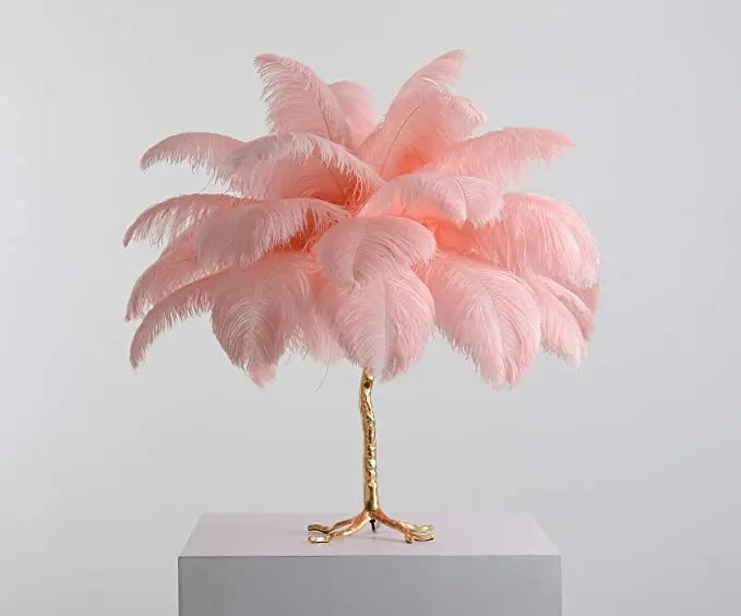 Декор для дома перышки страуса Luminaria скандинавские настольная лампа современное