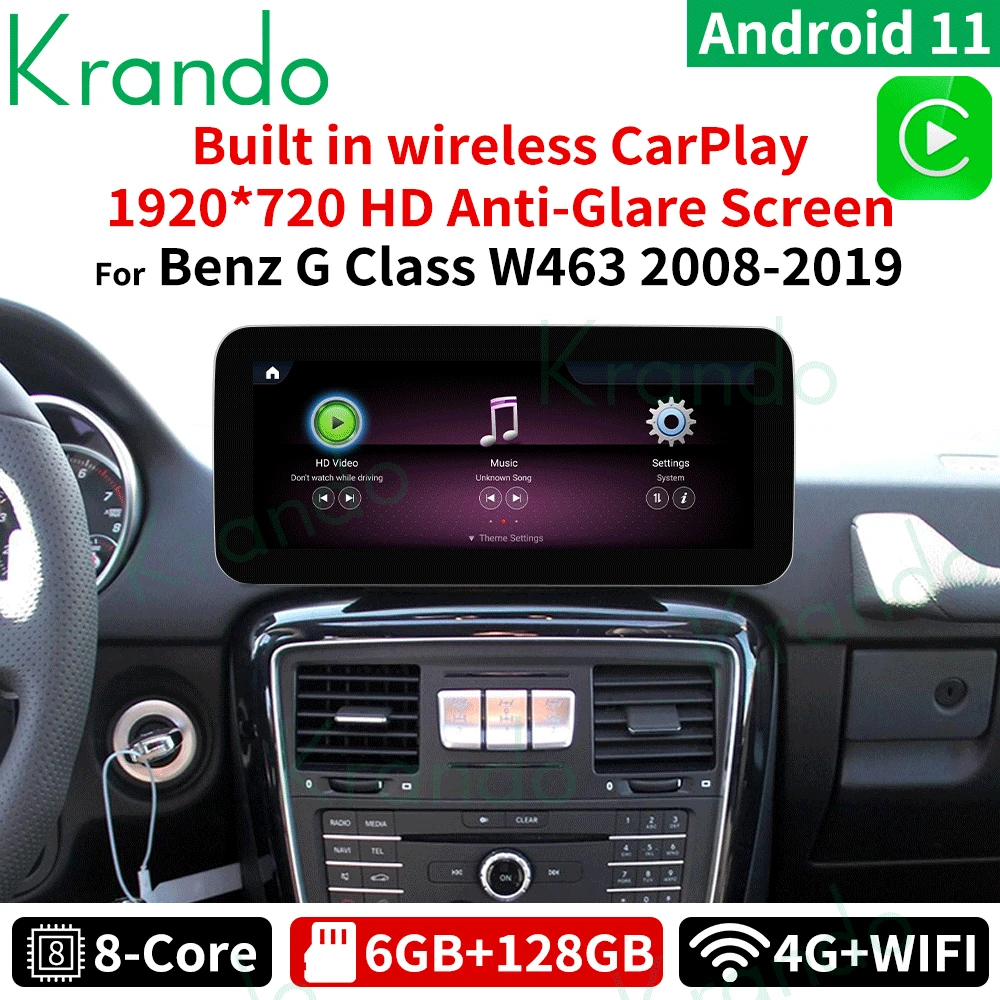 

Автомагнитола Krando, 10,25 дюйма, IPS, Android 11, для Mercedes BENZ G CLASS W463 2008-2020, DVD-навигация, беспроводное Carplay 6 + 128