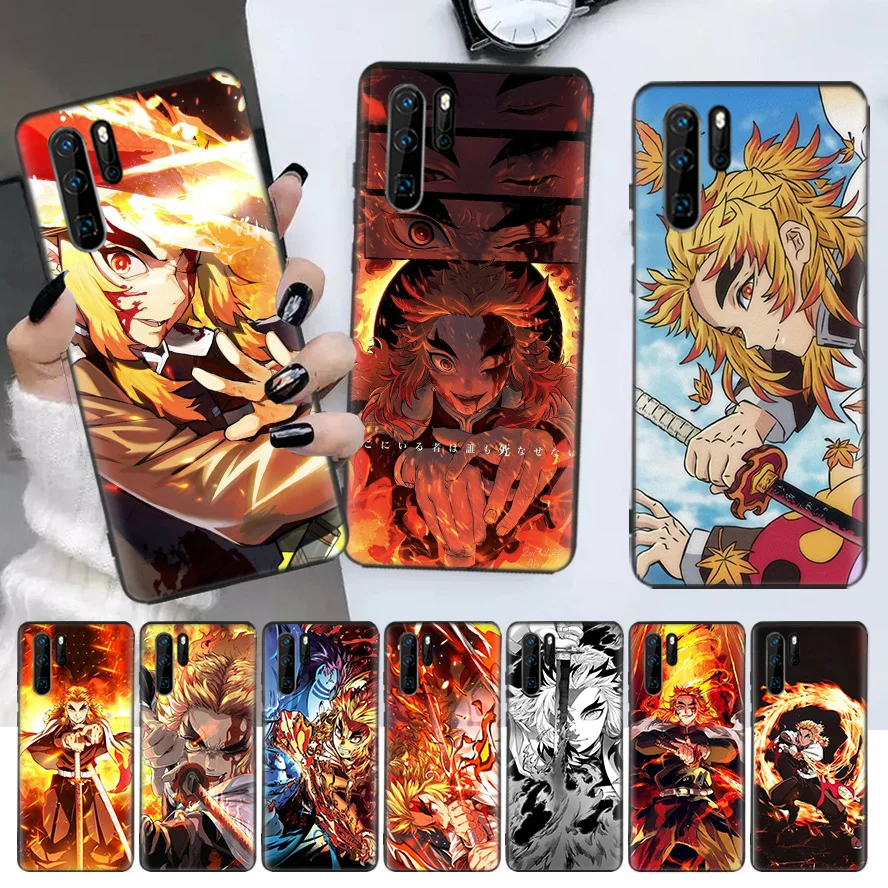 

Demon Slayer Rengoku Kyoujurou Black Phone Case For Huawei P30 Lite P20 Pro P40 P10 Mate 20 40 30 10 P Smart Z Plus Pattern