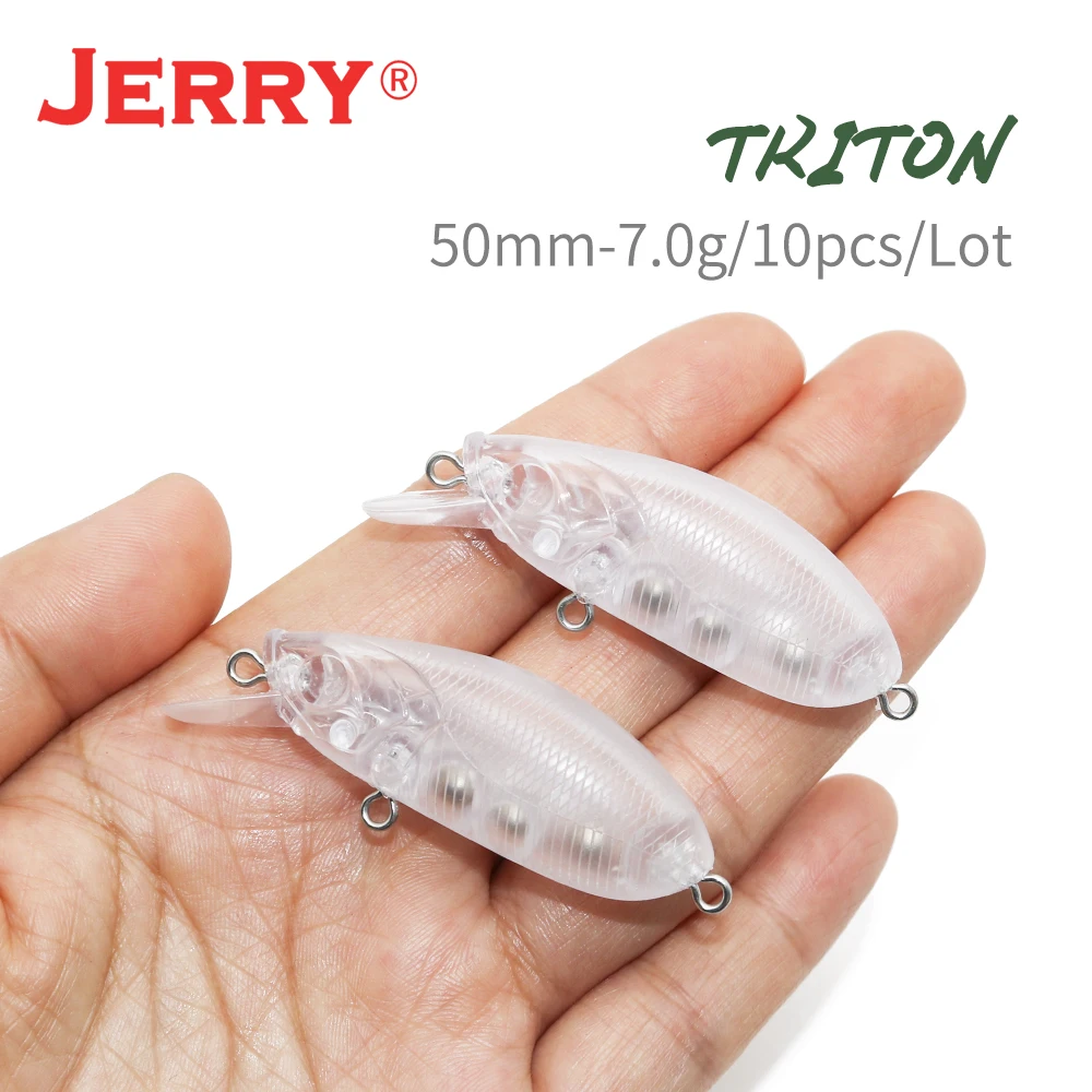 

Jerry Triton Unpainted Blank Body Fishing Lure 10pcs 50mm 7.1g Plugs Plastic Hard Baits Wobbler Floating Rattling CrankBait