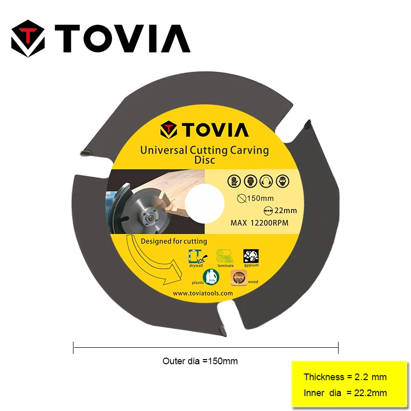 TOVIA 150mm Универсальный Пильный Диск по Дереву для УШМ 6inch 22.22mm по Газобетону Гипсокартону Пластику лезвия лезвие алмазный диск пилы для распиловки древесины реноватор блейд пильный по дереву диски болгарки - Цвет: 150mm