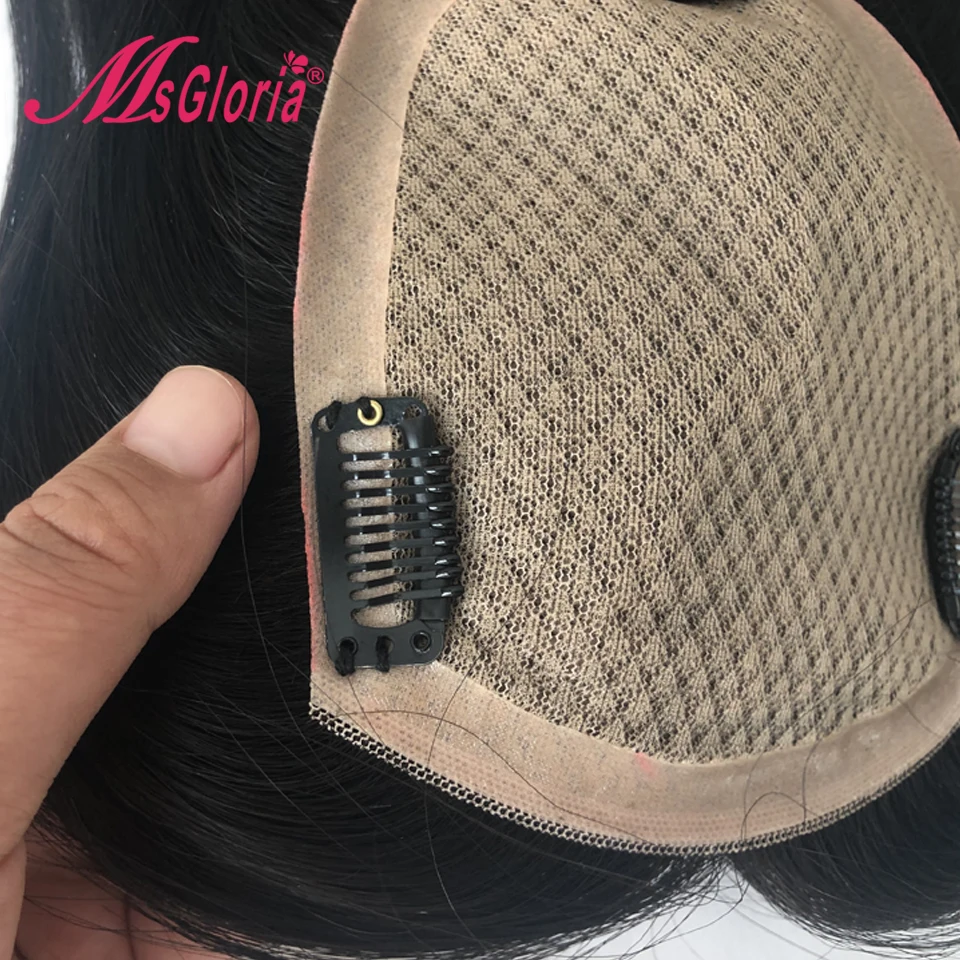 Парик из натуральных волос для женщин и мужчин шелковая основа размер 14*16 см